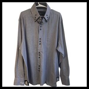 Coogi‎ Houndstooth Button Down Long Sleeve Shirt Menswear